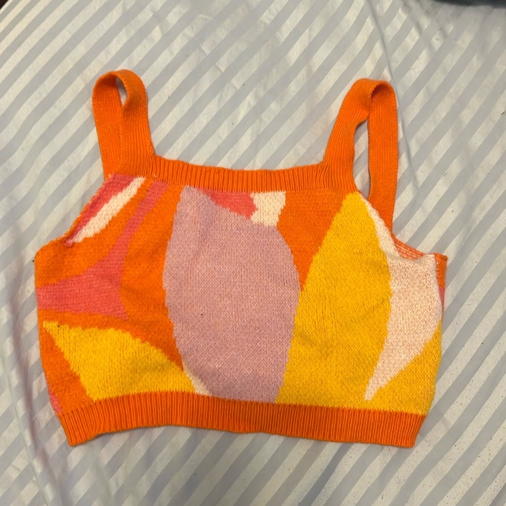 orange knit crop top